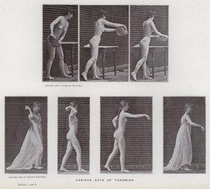 Postać ludzka w ruchu: różne akty rzucania (zdjęcie czarno-białe) autorstwa Eadweard Muybridge