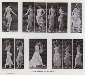 Postać ludzka w ruchu: różne fazy ruchu (zdjęcie czarno-białe) autorstwa Eadweard Muybridge