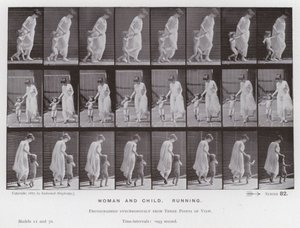 Postać ludzka w ruchu: kobieta i dziecko, bieganie autorstwa Eadweard Muybridge
