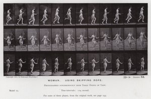 Postać ludzka w ruchu: Kobieta, używająca skakanki (zdjęcie czarno-białe) autorstwa Eadweard Muybridge