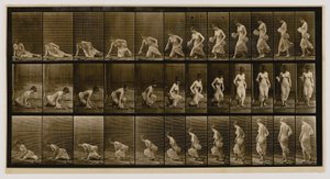 Kobieta siedząca na ziemi, z książki Animal Locomotion autorstwa Eadweard Muybridge