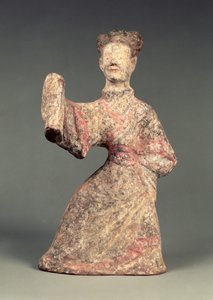 Figura męskiego tancerza, artefakt grobowy, wschodnia dynastia Han, 25-220 (ceramika)