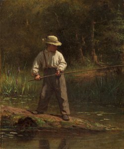 Chłopiec łowiący ryby, ok. 1860 (olej na płótnie) autorstwa Eastman Johnson