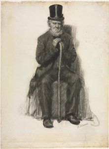 Studium starca (prawdopodobnie studium do portretu Petera Folgera), ok. 1886 (czarna kreda) autorstwa Eastman Johnson
