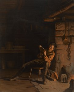 Dzieciństwo Lincolna. (Wieczór w chacie z bali), 1868 (chromolitografia na papierze na płycie)