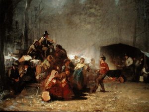 Partia w obozie cukru klonowego, ok. 1861-66 (olej na płótnie) autorstwa Eastman Johnson