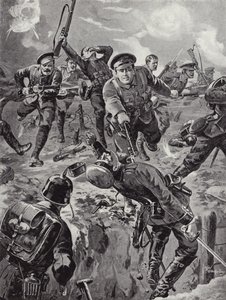 Kapral Joseph Davies i ośmiu mężczyzn uciekających z bagnetami przed grupą Niemców, którzy ich wcześniej otoczyli, Delville Wood, Francja, 20 lipca 1916