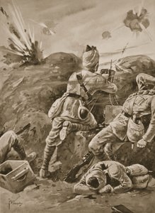 Sepoy Khudadad pracujący z karabinem maszynowym po tym, jak reszta oddziału strzelców została zabita autorstwa Edgar Alfred Holloway