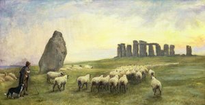 Powrót do domu, Stonehenge, Wiltshire, 1891 autorstwa Edgar Barclay