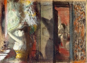 Garderoba aktorek, ok. 1885 (pastel nad akwafortą na papierze) autorstwa Edgar Degas