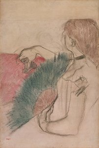 W teatrze, Kobieta z wachlarzem, 1880 autorstwa Edgar Degas