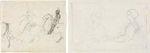 Scena bitwy z postaciami w zbroi na koniu (recto) Dwie siedzące kobiety (verso) autorstwa Edgar Degas