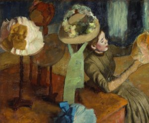 U producenta kapeluszy autorstwa Edgar Degas