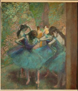Niebieskie tancerki (olej na płótnie) autorstwa Edgar Degas
