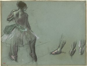 Tancerz widziany od tyłu i trzy studia stóp, c. 1878. autorstwa Edgar Degas