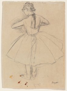 tancerz stojący, widok z tyłu; Tancerka stojąca, widok z tyłu, 1872-1873 autorstwa Edgar Degas