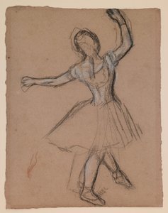 Tancerka na scenie i w ruchu, ok. 1880-85 (biała, czarna i czerwona kreda) autorstwa Edgar Degas