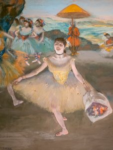 Tancerka z wdzięcznym bukietem (szczegół). 1878. Pastel na papierze welurowym marufle na płótnie. autorstwa Edgar Degas