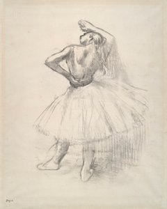 Tancerka stoi, prawa ręka podniesiona? (Stojąca tancerka z podniesioną prawą ręką) autorstwa Edgar Degas
