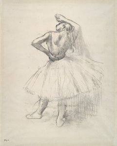 Tancerka stojąca z podniesioną prawą ręką, ok. 1891 (przeciwodbitka rysunku na papierze) autorstwa Edgar Degas
