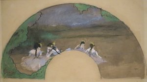 "Wachlarz - tancerki na scenie" Edgara Degasa, Norton Simon Museum autorstwa Edgar Degas