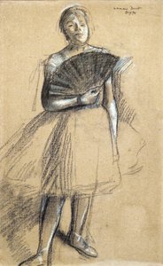 Tancerka z wachlarzem (około 1876). Edgar Degas (1834-1917). Pastel i węgiel na papierze. Musee des Beaux-Arts de la Ville de Paris, PeuPalais. autorstwa Edgar Degas