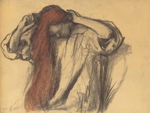 Kobieta układająca włosy autorstwa Edgar Degas