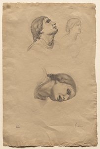 Cztery studia głowy młodej Włoszki autorstwa Edgar Degas