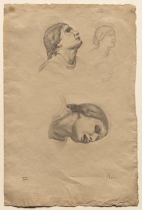 Cztery Studia Głowy Młodej Włoszki, 1856. autorstwa Edgar Degas