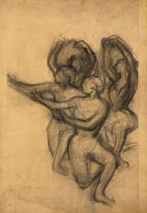 Grupa Tancerzy, ok. 1895-1900 (węgiel na łączonym papierze układany na płycie) autorstwa Edgar Degas