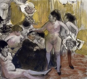 Ilustracja z „La Maison Tellier” Guy de Maupassant (1850-93) rytowana przez Maurice