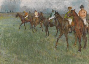 Dżokeje w deszczu, ok. 1886 (pastel na papierze) autorstwa Edgar Degas