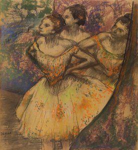 Trzej Tancerze, ok. 1896-1905 (pastel na papierze) autorstwa Edgar Degas