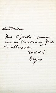 List artysty do Berthe Morisot (1841-95) autorstwa Edgar Degas