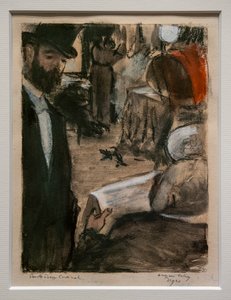 Ludovic Halevy znajduje Madame Cardinal w garderobie. Około 1876-1877. Pastel i ołówek na monotypie. autorstwa Edgar Degas