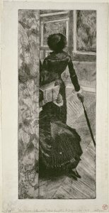 Mary Cassatt w Galerii Malarstwa w Luwrze, 1879-80 autorstwa Edgar Degas