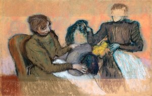 Milliner dostarczający kapelusz, 1898 r autorstwa Edgar Degas