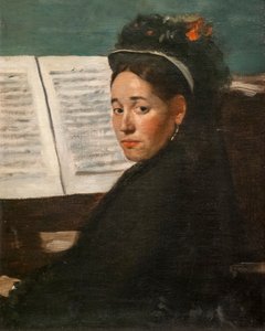 Panna Dihau przy fortepianie. Około 1870. Olej na płótnie. autorstwa Edgar Degas