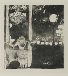 Mlle Becat w Cafe des Ambassadeurs, 1877-78 (lit na papierze tkanym) autorstwa Edgar Degas