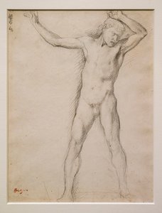 Naga twarz z uniesionymi ramionami, ok. 1859-1861. Grafit na papierze welinowym. autorstwa Edgar Degas