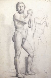 Nagi mężczyzna Stojący; Nagi mężczyzna stojący, c.1856 autorstwa Edgar Degas