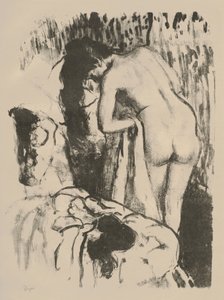Naga kobieta stojąca, susząca się, c.1891-92 (litografia na papierze tkanym)