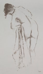 Naga kobieta z ręcznikiem, stojąca autorstwa Edgar Degas