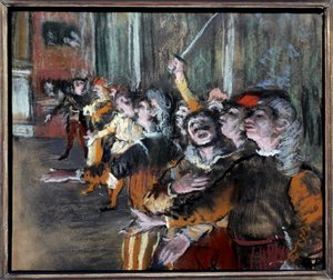 Pastelowe statystki lub chórzyści na monotypii Edgara Degasa (1834-1917) 1877 nd. 0,27x0,32 m Paryż, musee d