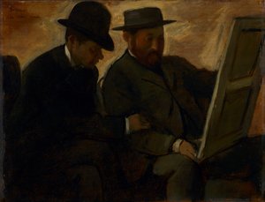 Paul Lafond i Alphonse Cherfils badają obraz, ok. 1878-1880 autorstwa Edgar Degas