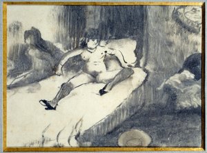Odpoczywaj na łóżku Prostytutka odpoczywa na łóżku w burdelu. Obraz Edgara Degasa autorstwa Edgar Degas