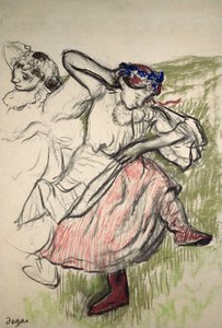 Rosyjscy tancerze, ok. 1899 (węgiel i pastel na kalce kreślarskiej) autorstwa Edgar Degas