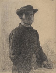 Autoportret, ok. 1857 (czarna kreda i grafit z bielą na beżowym papierze tkanym)