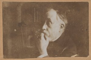 [Autoportret w bibliotece (ręka na brodzie)] autorstwa Edgar Degas