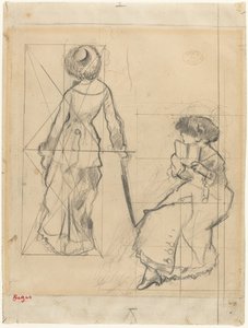 Studium dla Mary Cassatt w Luwrze [recto], c. 1879. autorstwa Edgar Degas